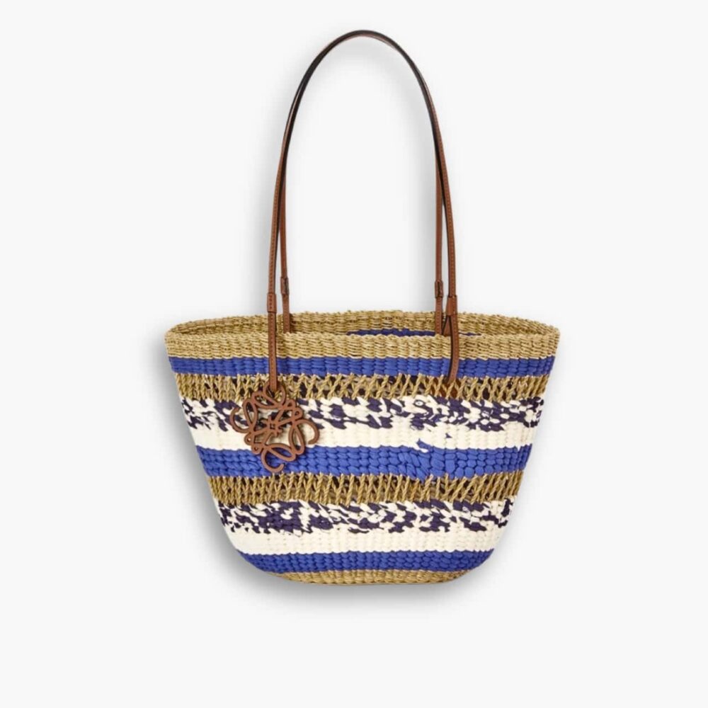 Loewe Basket Tote Natural And Blue 29cm A223S91X04