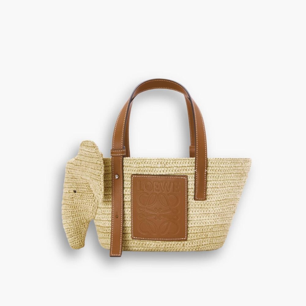Loewe Small Elephant Basket Bag Natural And Tan 25cm A546T37X01 2435