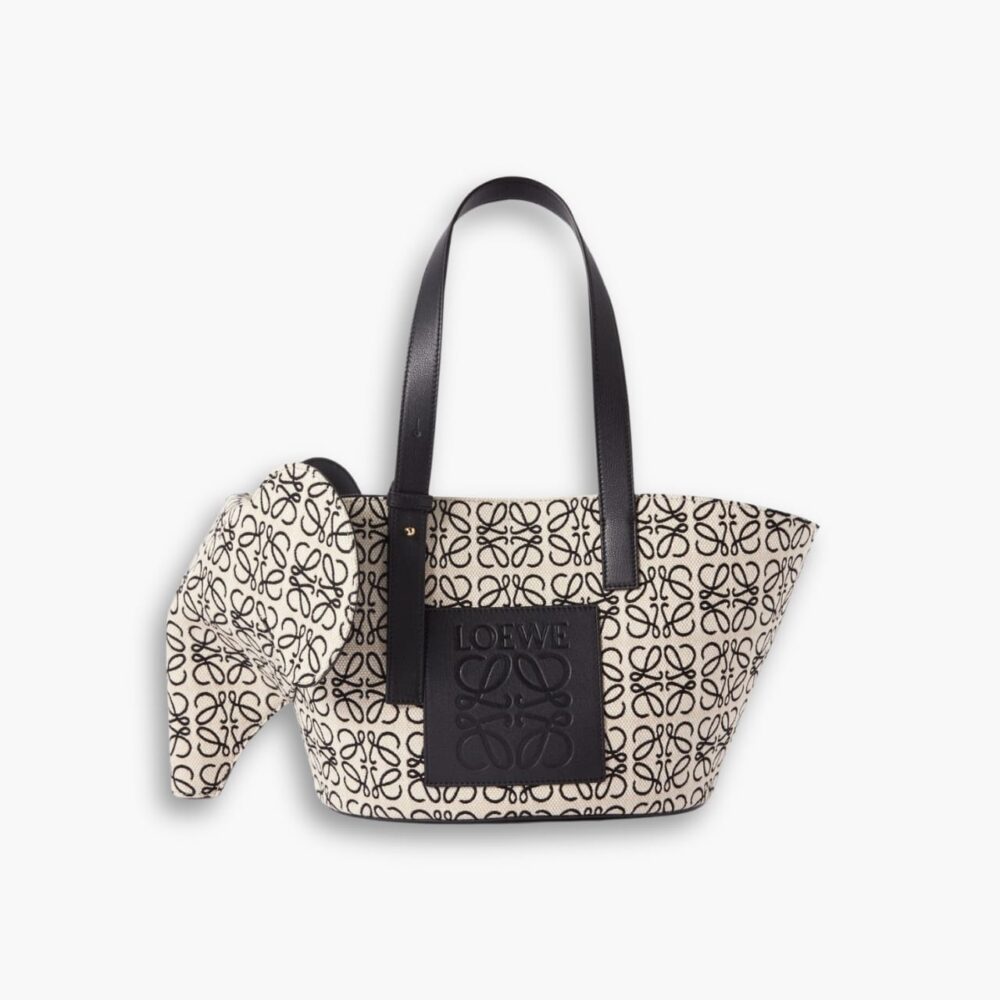 Loewe Elephant Basket Bag Anagram Jacquard Black And White 29cm