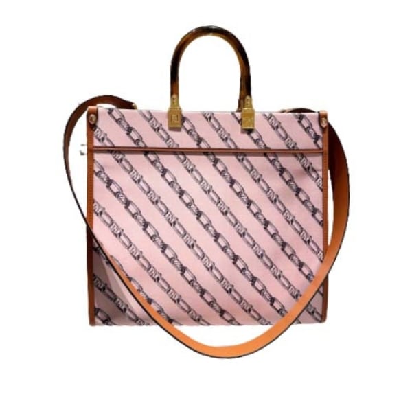 FENDI SHOPPER BAG CHAIN PRINT PINK 35CM