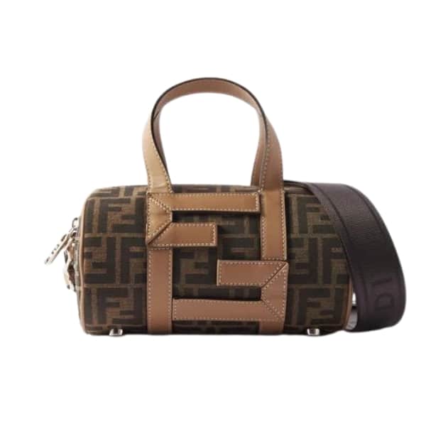 FENDI MINI BAG FF FABRIC BAG BROWN 22CM