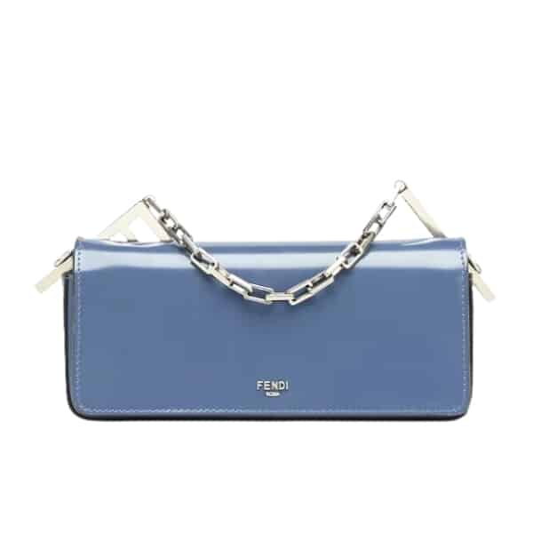 FENDI FIRST SIGHT LEATHER MINI BAG LIGHT BLUE 23CM