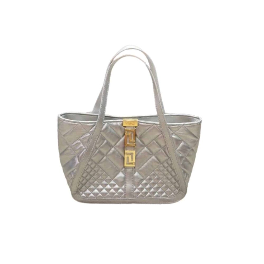 VERSACE GRECA GODDESS SMALL TOTE BAG SILVER 29CM