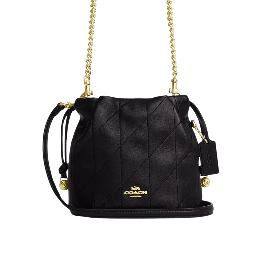 COACH FAYE MINI DRAWSTRING BAG WITH QUILTING BLACK 18CM CDB69 IMBLK
