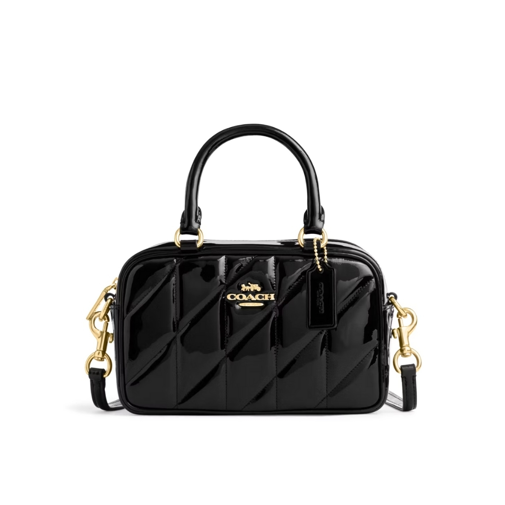 COACH SATCHEL CROSSBODY BAG WITH QUILTING BLACK 20CM CCE17 IMBLK