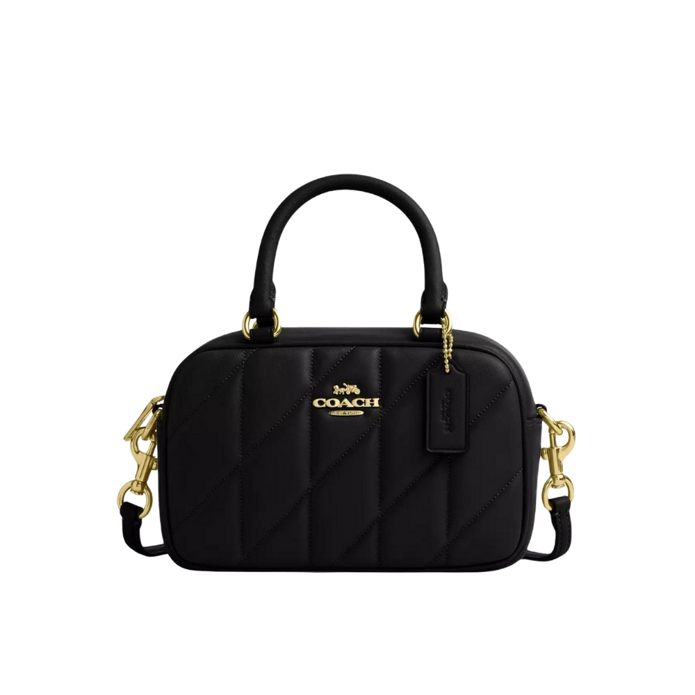 COACH SATCHEL CROSSBODY BAG WITH QUILTING BLACK LEATHER 20CM CAB08 IMBLK
