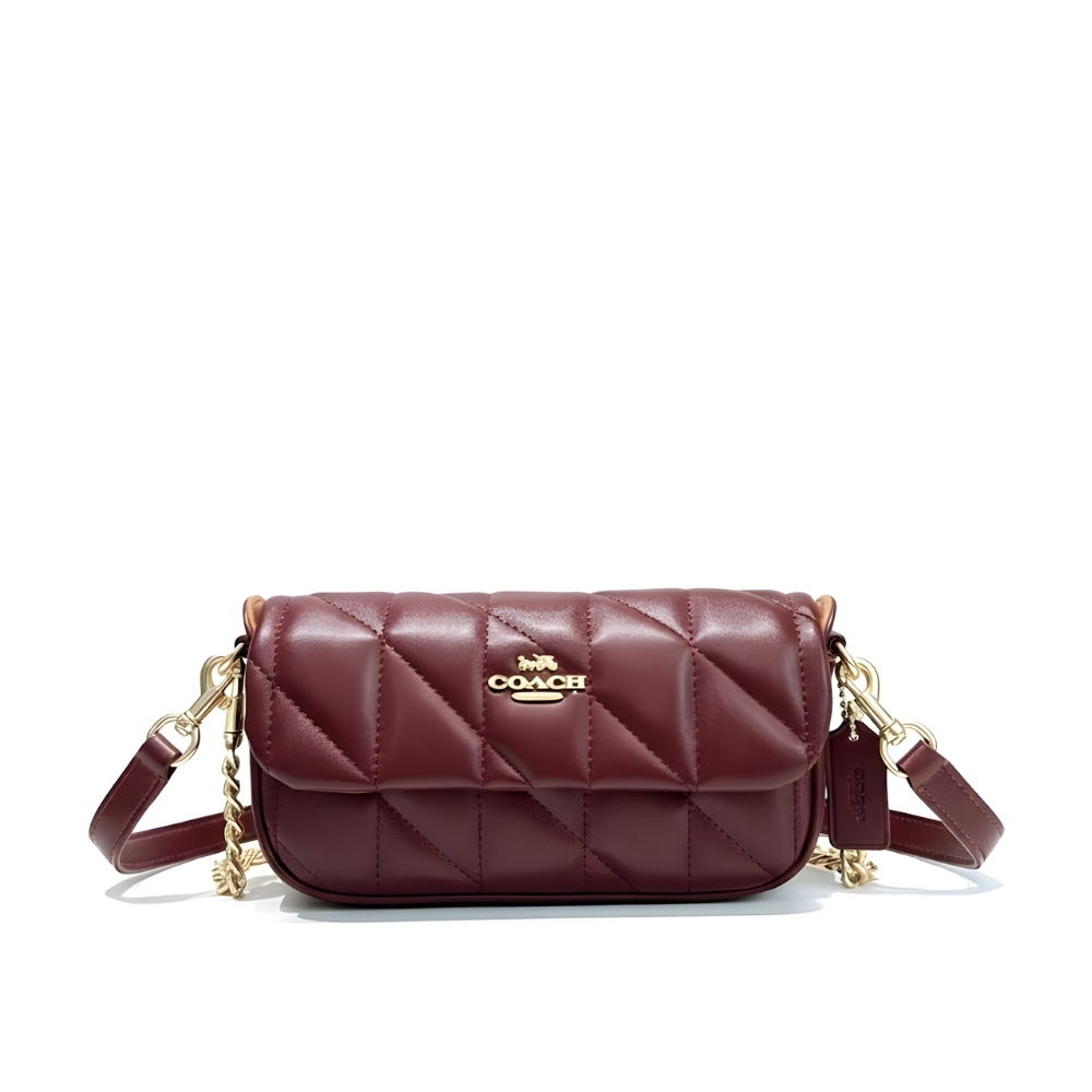 COACH HAILEY FLAP BAG WITH QUILTING RED 20CM