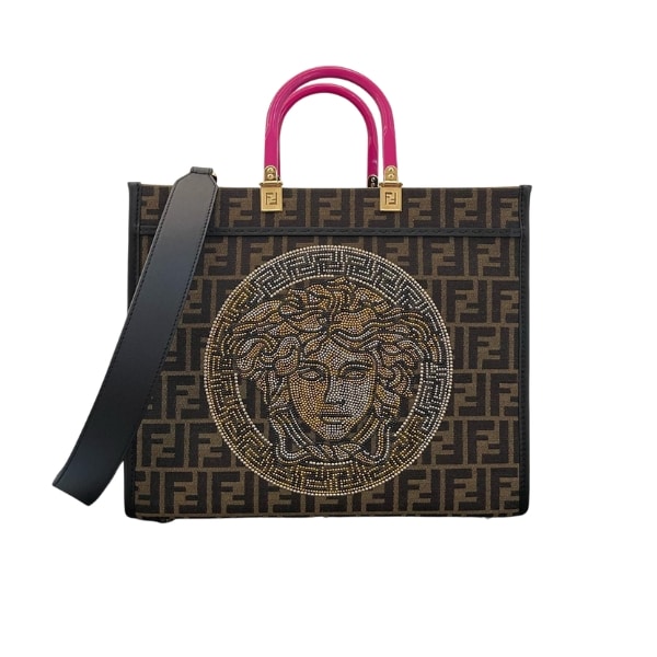 FENDI X VERSACE FENDACE SUNSHINE SMALL TOTE BAG FF PATTERN 35CM