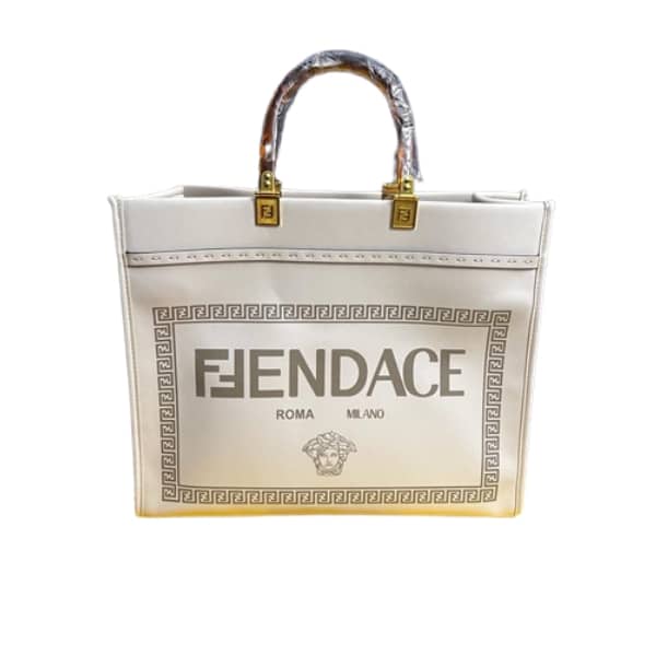 FENDI VERSACE SUNSHINE MEDIUM SHOPPER BAG FENDACE WHITE 35CM