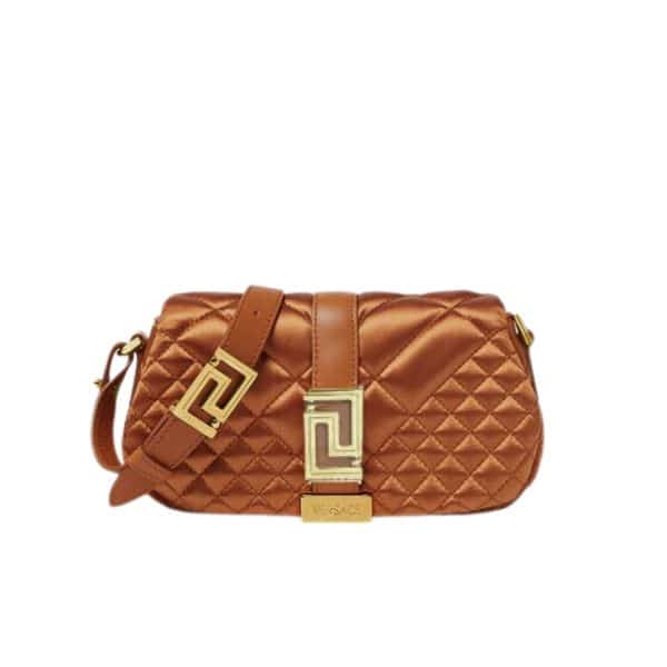VERSACE GRECA GODDESS SATIN MINI BAG BROWN 21CM 1010951 1A08808 DTU UNICA 1NA6V
