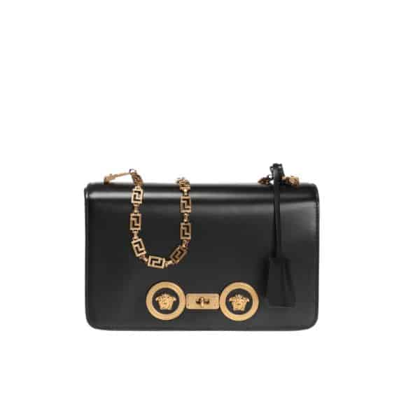 VERSACE METAL MEDUSA HEAD SHOULDER BAG BLACK 24CM