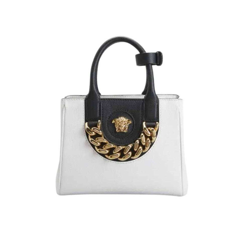 VERSACE LA MEDUSA SMALL CHAIN TOTE BAG WHITE 25CM