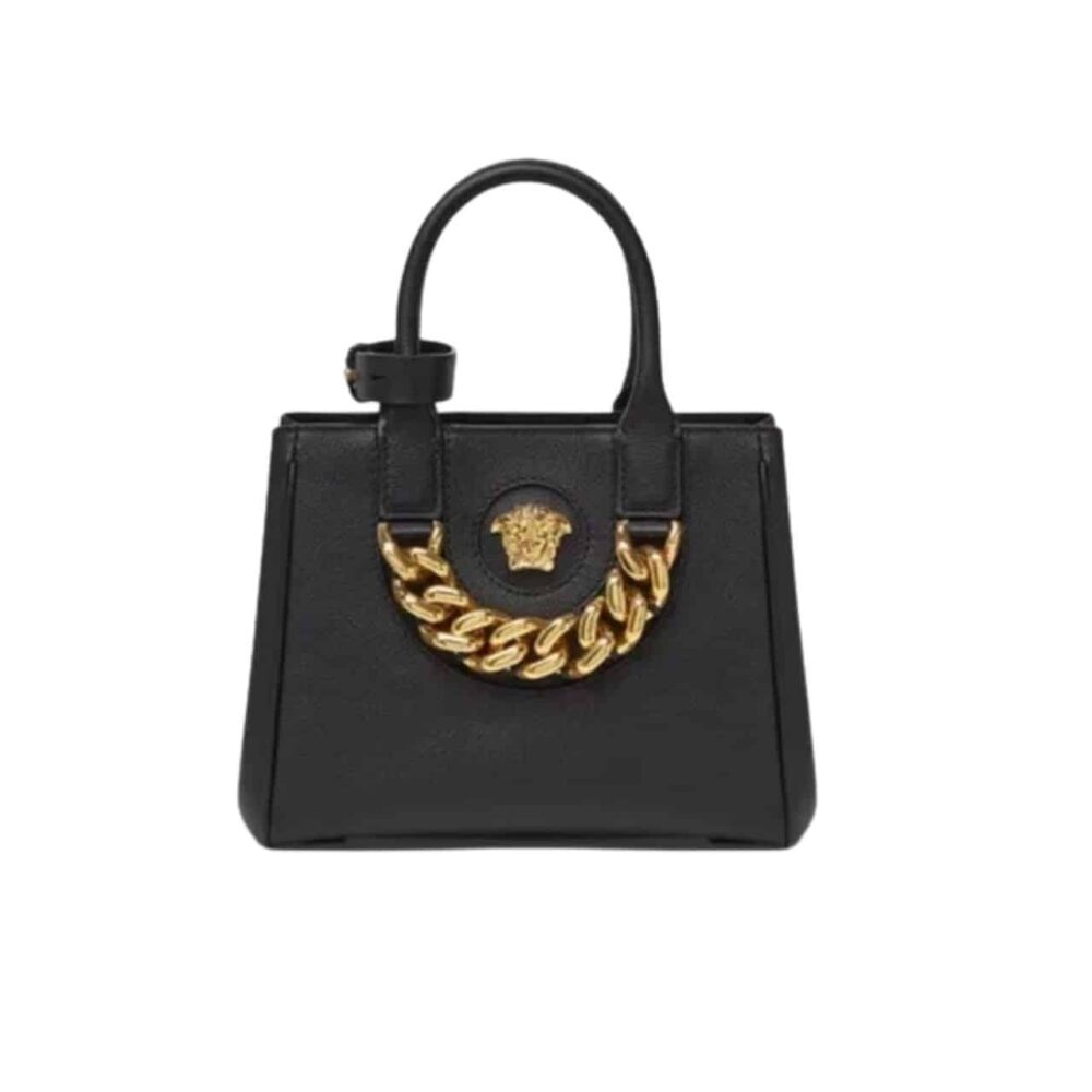 VERSACE LA MEDUSA SMALL CHAIN TOTE BAG BLACK 25CM