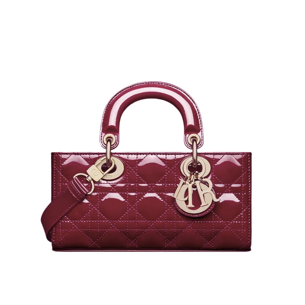DIOR SMALL LADY D JOY BAG BURGUNDY 22CM